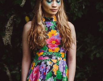 Floral Hippie Gypsy Maxi Dress. Boho Dress. Bohemian Dress. Hippie Dress. Vintage Clothing Festival Clothing. Boho Maxi Dress. Gypsy Dress.