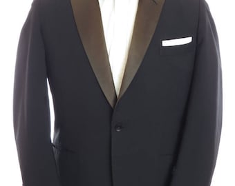 Size ~39R - 1960 bespoke herringbone tuxedo jacket, Gustav Lauff, Philadelphia