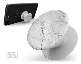 Cracked White Marble Slate - Skin Decal Kit for the PopSocket Smartphone & Tablet Stand