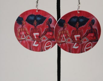 Delta Sigma Theta earrings| 1913| Red Earring| Wooden Earrings| Melanin| Howard Earrings| Big Earrings| Ethnic Jewelry