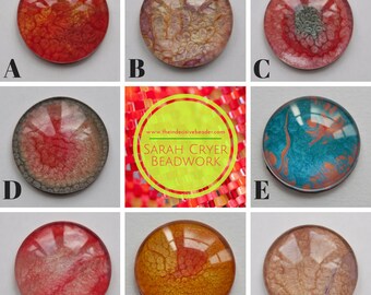 Single Large 30mm Hand Painted Glass Cabochon for Jewellery Making, Bead Embroidery, Beadweaving