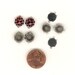 2 Rare Vintage Bohemian Rose Cut Glass GARNET ROSETTE Cabochon Charms In Antique Rhodium Connector Settings 10mm No.160C