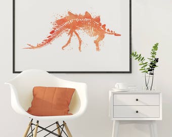 dinosaur skeleton painting