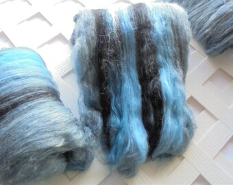 STORMY WEATHER - Soft Luxury Art Batts, Spinning Batts, Felting Batts, Soft Batts, Black Batts, Blue Batts, Merino Art Batts, Silk Art Batts