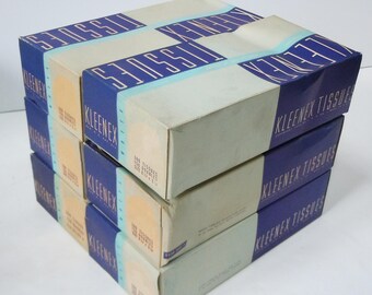Kleenex Tissues / Old New Unused Stock / 6 Blue Boxes / Tissues from the past!