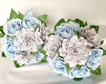Wedding flowers, bridal flower, paper flowers,music notes rose,bouquet music paper,paper flower rose,music paper,notes music