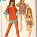 1967 Simplicity 7094 Retro Mod Cover Up and Bikini Sewing Pattern Vintage Size 14 Bathing suit