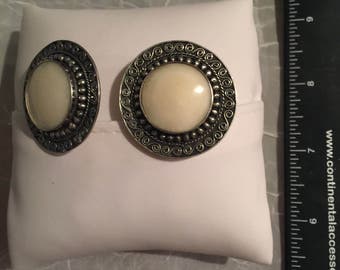 Vintage Sterling Silver Clip Earrings - AB