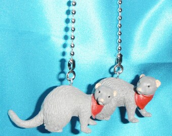 Set of Two ~ Ferret Bandana Pet ~ Ceiling Fan Pulls