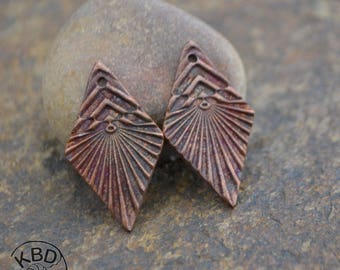 Handmade Copper Chevron Diamond Component pair