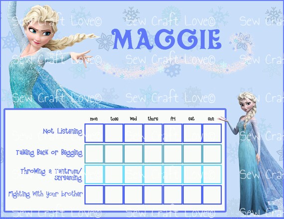 Elsa Behavior/Chore Reward Chart Digital/Printable