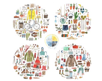 SALE Seasons Illustrated Print A4/A3