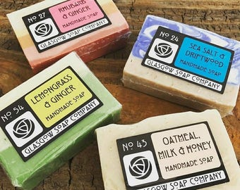 4 for 10 Pounds - Handmade Soap - Natural Soap - Vegan Soap - Cold Processed - Glycerine - Soap Gift Box - Gift Set - Scottish Gift -