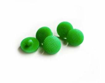6 Neon Green Vintage Shank Buttons, 12mm