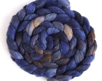 Merino/ Silk Hand Spinning Roving (Top) - Hand Dyed Colorway, Going with Rain