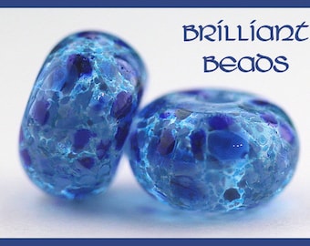 Blue Lagoon Lampwork Glass Bead Pair - Handmade Lampwork Beads SRA, Made To Order