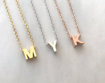 Custom Uppercase Block Letter Necklace, Gold Silver Rose Gold Capital letter Necklace, Block Letter Name Necklace