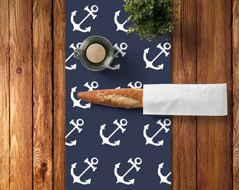 45 Colors Nautical Table Runner Anchors Navy Cotton 45 Colors Nautical Table Runner Anchors Navy Cotton