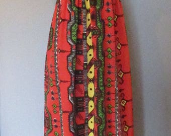 70s Black and Orange Maxi Dress