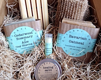 MEN'S SOAP SET - Beer Soap Basket - Handmade Soap Gift Basket - holiday gift box - beer soap - gift for him