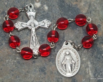Ten Virtues of Mary Chaplet of Czech Glass in Your Choice of Color; Catholic Chaplet; Ten Virtues Chaplet; Mary Chaplet; Tenner Chaplet