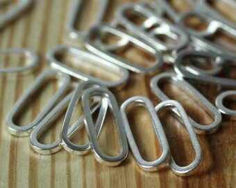 Silver plated elongated oval link connector size 12x4mm, 20 pcs (item ID H376SP)