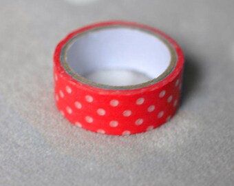 Washi tape masking tape paper red with white polka dots
