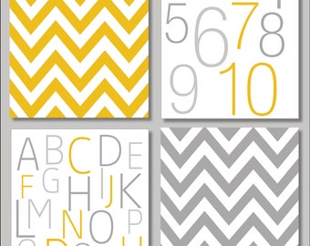 Grey & Mustard Yellow Printable Collection Set of 4