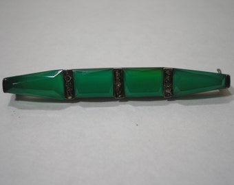 Vintage 800 Silver Green Chrysoprase Pin Brooch