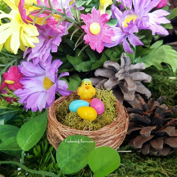 Mini Chick & Easter Eggs Nest Spring Miniature Fairy Garden
