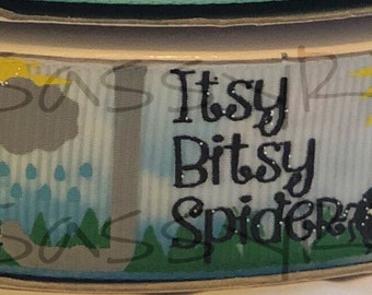 7/8" Usdr itsy bitsy spider grosgrain ribbon by the yard sunshine spiderweb