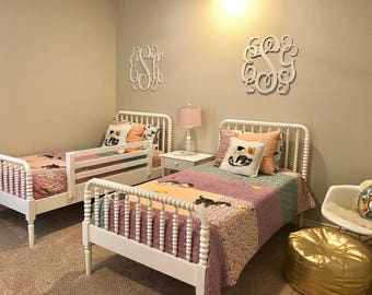 Painted Bedroom Wall Hanging - Wooden Wall Monogram - Dorm Room Monogram - Initials for Wall - Nursery - Dorm Room - Couple's Monogram