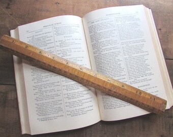 Vintage Wood Ruler With Radius On The Back Wooden Measuring Tool