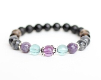 Anxiety Bracelet Protection Bracelet Amethyst Bracelet Labradorite Bracelet Lepidolite Bracelet Shungite Bracelet Fluorite Bracelet