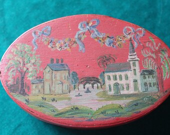 Folk Art Antique Wooden Three Finger Shaker Box