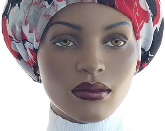 Huggee Locks™ Beanie Cap Hat Semi Sheer Red Black White Mesh Knit Rasta Dread locs Tam Rastafari Dreadie Handmade