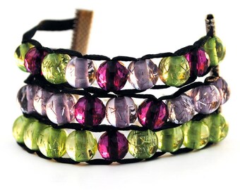 Purple and Green 3-Tier Ablet Knitting Abacus - Row Counting Bracelet