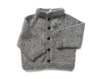 Gray Acrylic/Wool Blend Cardigan with 5 Black Buttons size 3 months