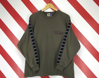 Vintage 90s UCLA Bruins Side Tape Sweatshirt Jumper Hip Hop Embroidered Logo Size Medium