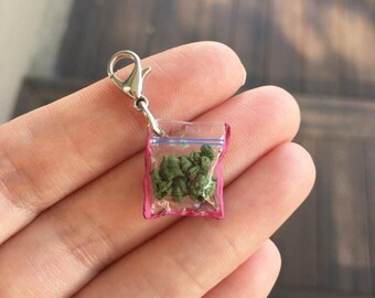 Handmade authentic Miniature Weed Bag Charm (FAKE WEED)