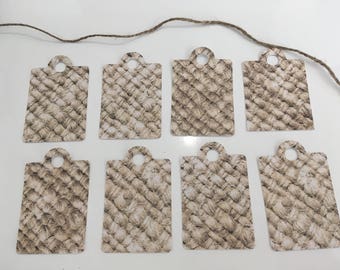 Set of 8 tags rope 70mm x 45 mm pattern