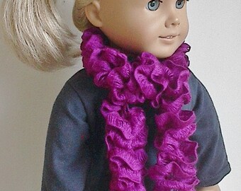 Knit Boa Scarf in Fuchsia Purple Handmade to Fit the 18 Inch American Girl and Similar Dolls