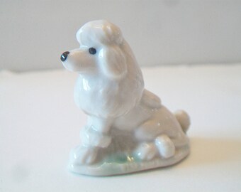 Small White Poodle Figurine Vintage Porcelain Collectible Kitsch Home Decor