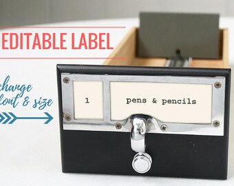 Editable Labels for Library Card Catalog Drawer (Instant Download)