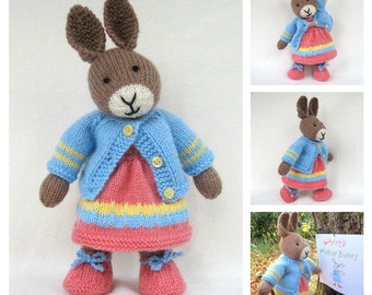 Mother Bunny - rabbit doll knitting pattern - INSTANT DOWNLOAD