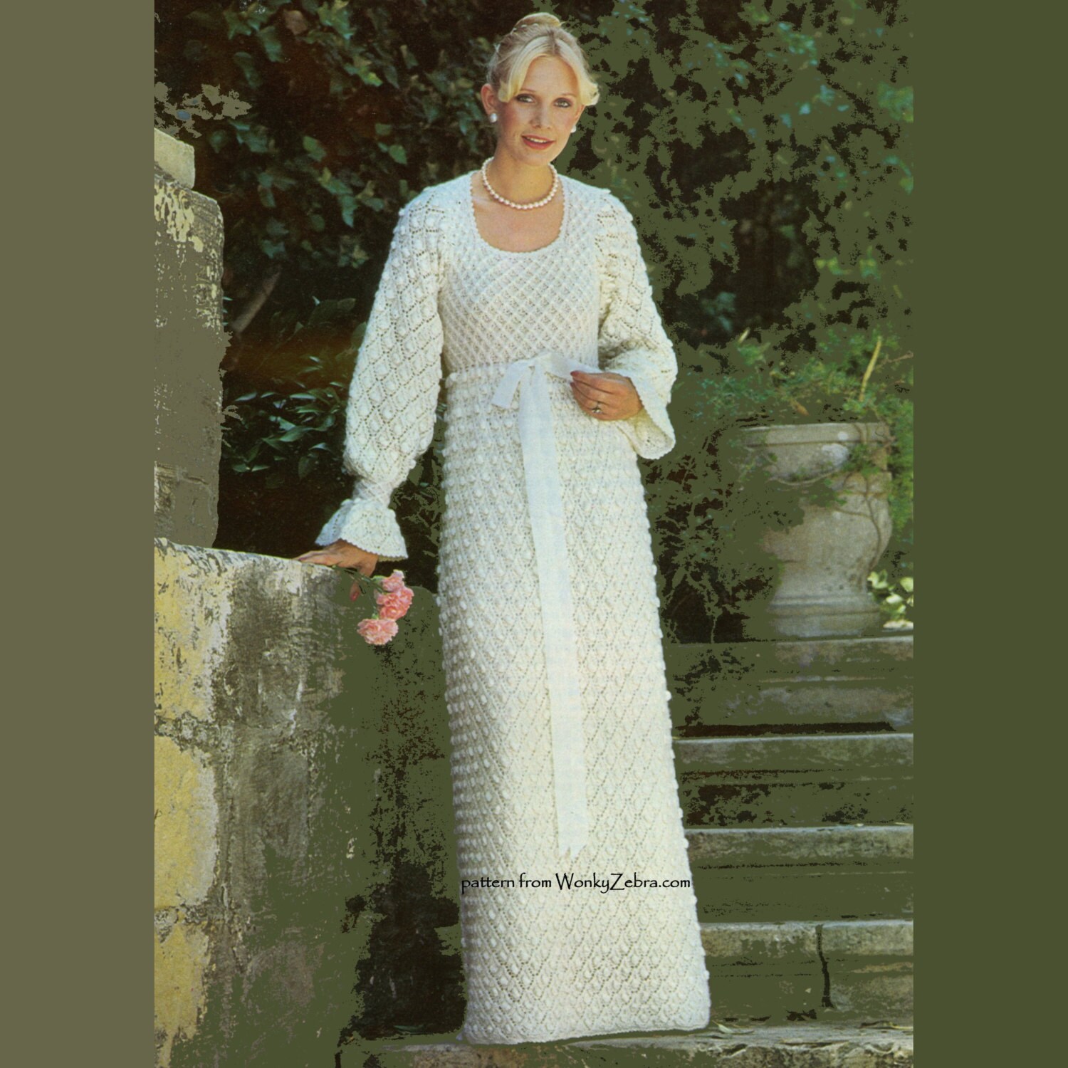 Vintage Knit Pattern 188 PDF Wedding Dress from WonkyZebra