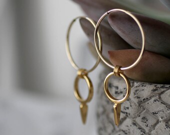 Mother's day, Dangle earrings gold, gold hoop earrings large, double hoop earrings, drop hoop earrings, boho hoop earrings, mother gift