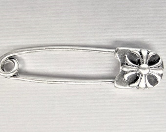 37mm, 2CT. Silver Plated Safety Pin Charms, Y46