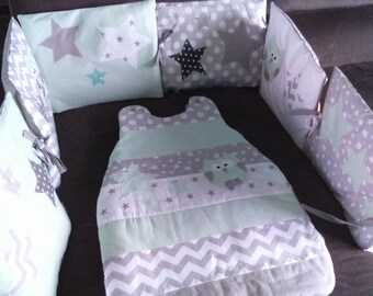 ON order/production within 10 days-round green bed of water clear/white/gray star dots