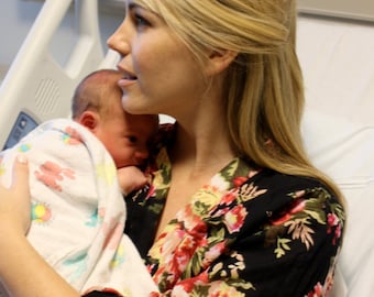 Maternity Hospital Gown, Labor And Delivery Gown Dress, Maternity Dress, Nursing Robe, Hospital Robe, Pregnancy Dress, Nursing Dress